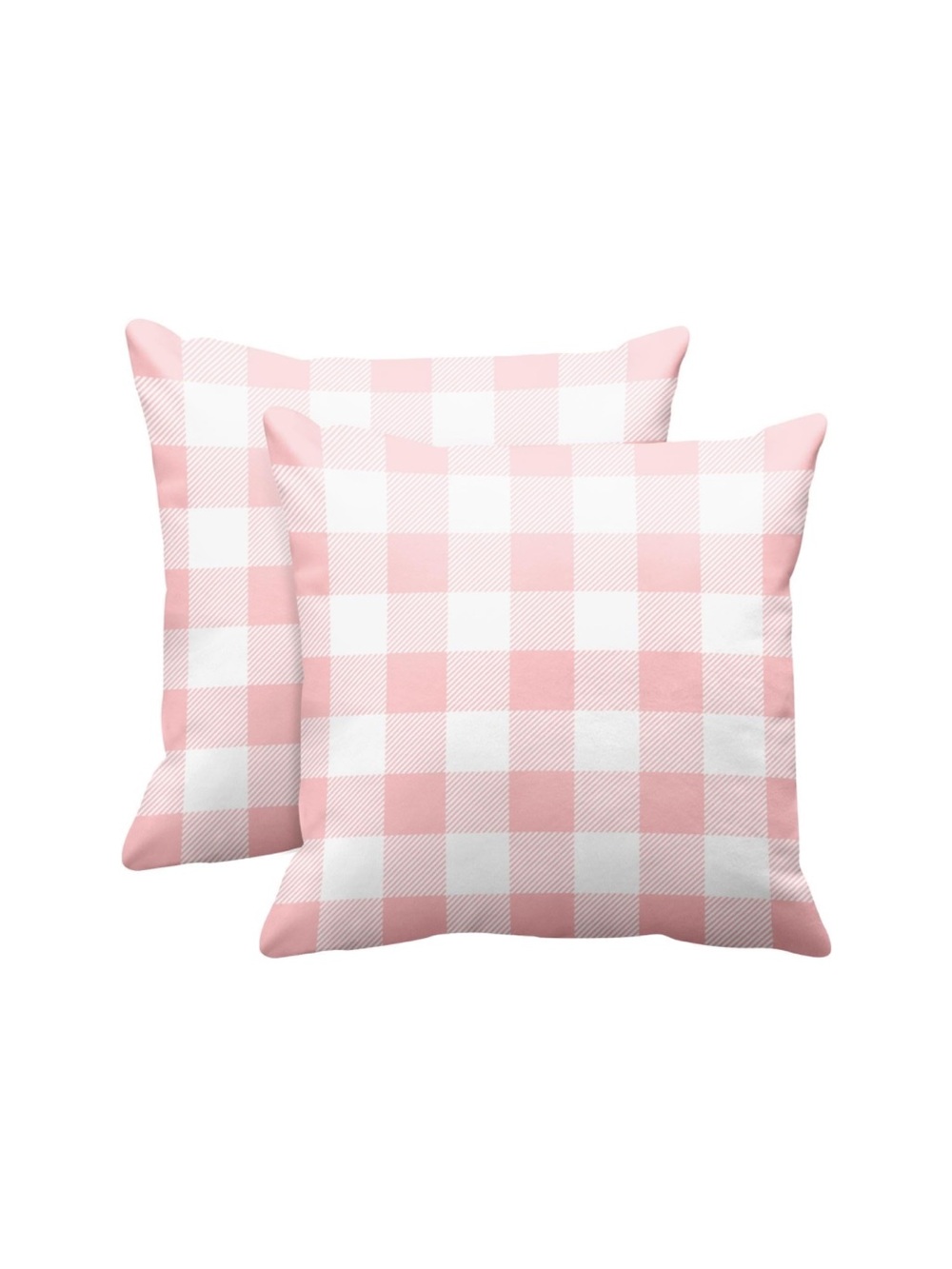 MODERN Farmhouse Pink Buffalo Check Velvet Pillow Covers SQUARE 18x18” (2-pack)